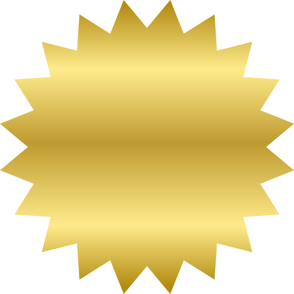 Gold Starburst Badge. Golden Sunburst Label